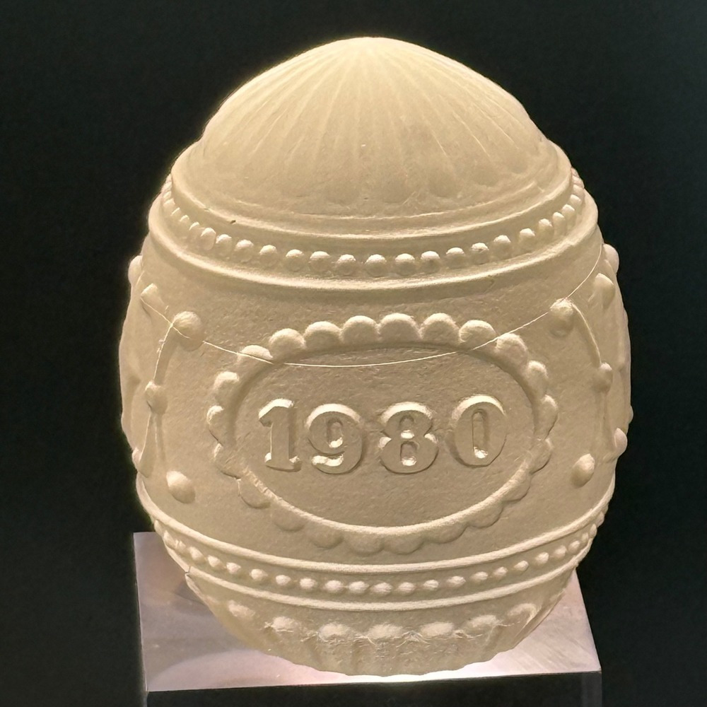 Goebel 1980 Frosted Satin Glass Easter Egg Figurine Vintage 1979 Hallmark 3"